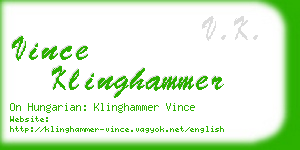 vince klinghammer business card